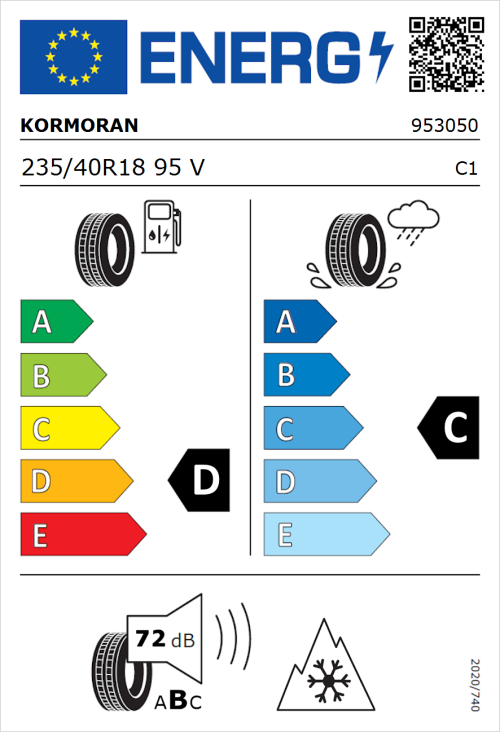 Tyre Label for Kormoran Snow 235/40R18 95V