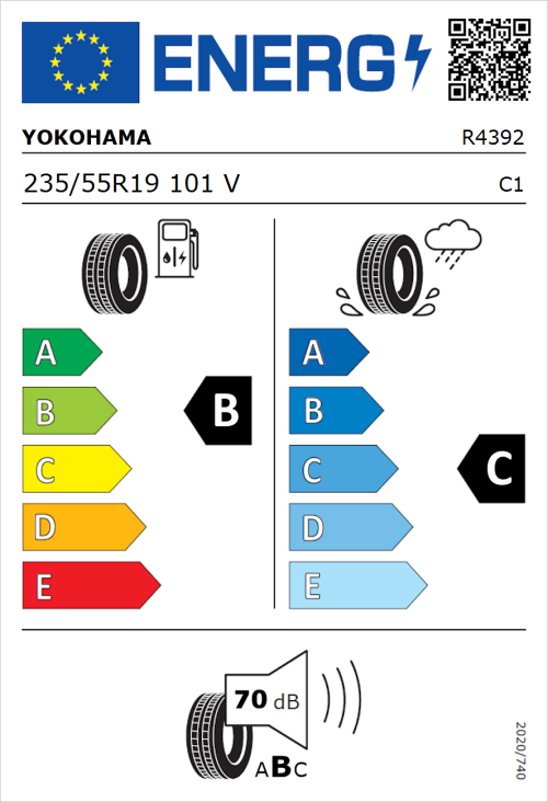 Tyre Label for Yokohama Avid Ascend GT S35 235/55R19 101V