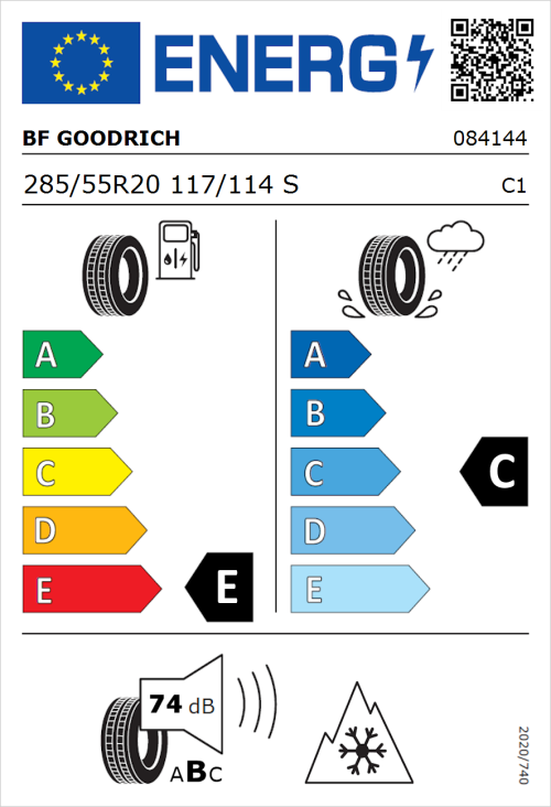 Tyre Label for BF Goodrich All-Terrain T/A KO3 285/55R20 117/114S